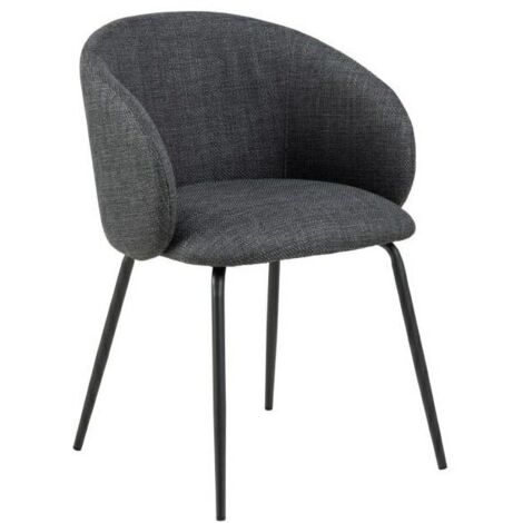 Ebuy24 – Chaise Eleanor grise – Revêtement en tissu bicolore – Accoudoirs hauts 62 cm – Design scandinave élégant (1/5)