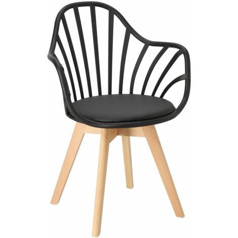 Chaise Sirena avec accoudoirs et coussin  NOIR (1/5)
