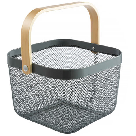 2 Paniers Fruits Métal Avec Couvercle - Style Scandinave Noir - 27x24 Cm - Pour Rangement Cuisine, Déco, Noël