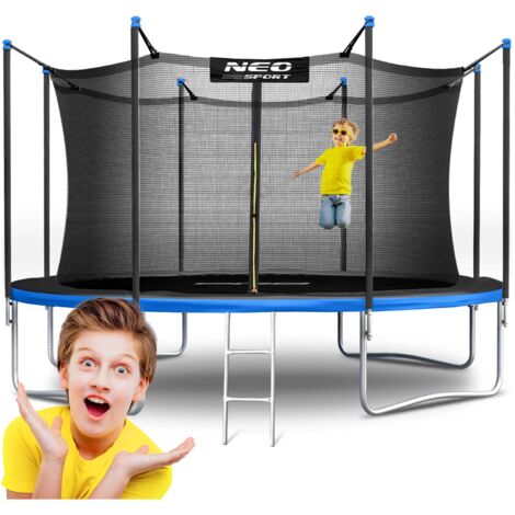 Trampoline de jardin 13ft/404cm avec filet intérieur et échelle Neo-Sport