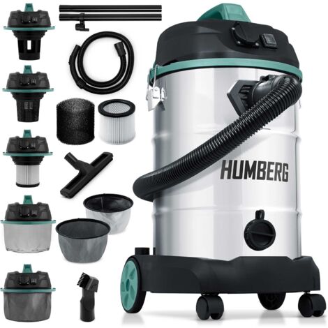 Aspirateur industriel 30L 1600W – Aspiration eau et poussière – Moteur robuste – Fonction souffleur – Pour chantiers humides et secs