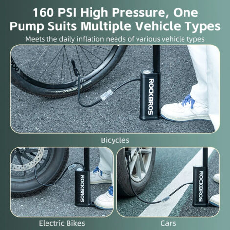Pompe à Pied Vélo Avec Manomètre – Hauteur 56 Cm, Compatible Presta Et Schrader, Pression Jusqu’à 8 Bar / 116 PSI - 8
