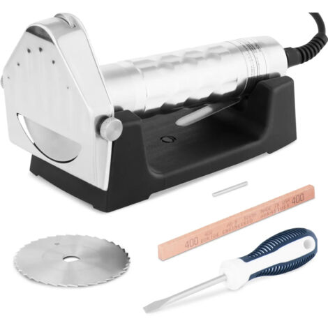 Couteau à kebab électrique pour viande, lisse, dentelé, avec aiguiseur et support, 0-6 mm, 80 W (1/5)