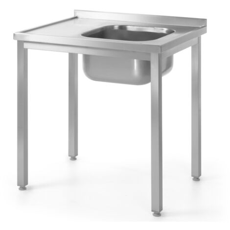 Plan de travail de cuisine en acier avec évier 100x60cm DROITE - Hendi 811573