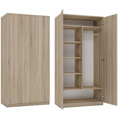 Topeshop – Armoire SD-90 chêne sonoma – 180 cm de hauteur – 90 cm de largeur – 50 cm de profondeur – Système TIP-ON pour portes – 7 étagères (1/7)