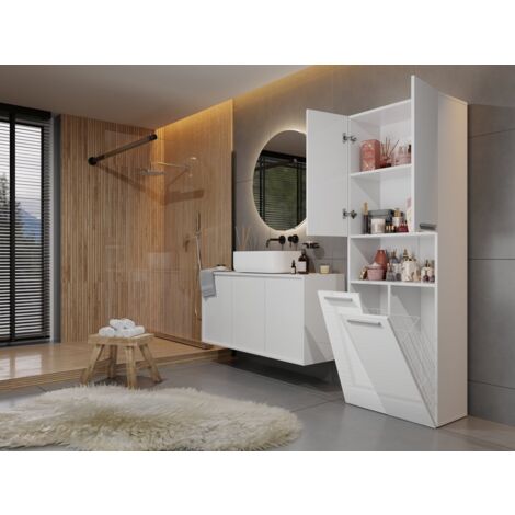 Poteau de salle de bain Nel 2K/DK, BLANC BRILLANT