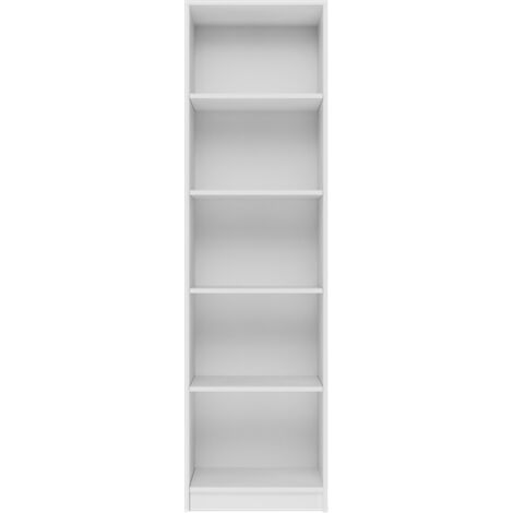 Topeshop – Bibliothèque Onyx R50 blanche – Étagère en panneau stratifié – 5 niveaux – Hauteur 180cm – Largeur 80cm – Style classique