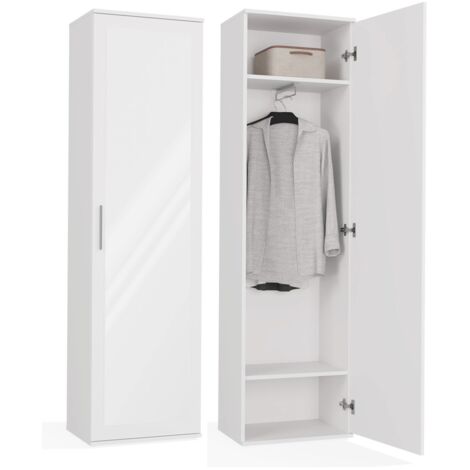 Armoire DUO blanche avec miroir – Dimensions 50x35x180 cm – Panneaux de particules stratifiés – Installation murale sécurisée
