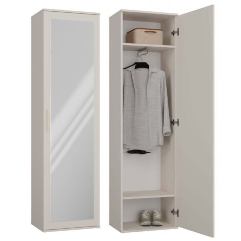 Armoire DUO cachemire avec miroir – Dimensions 50x35x180 cm – 2 étagères et support cintres – Design moderne et élégant (1/5)