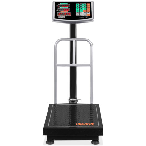 Balance industrielle 300 kg – Précision 0,05 kg – Alimentation secteur et batterie – Écran LCD rétroéclairé – Plateforme acier inoxydable