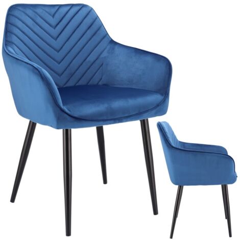 Chaise AMATRICE En Velours Bleu Marine Avec Pieds En Bois | 74 Cm De Haut | Charge 110 Kg | Pour Salon, Bureau