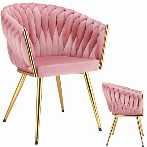 Chaise rose en velours tapissée – Dossier haut et assise moelleuse – Structure en acier solide pour durabilité – Design élégant – Molto (1/4)