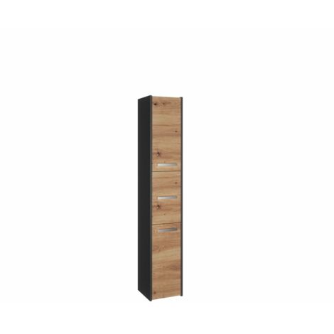 Colonne de salle de bain artisanale S33 – 3 portes – Finition anthracite – Style moderne – Fabrication polonaise