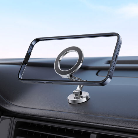 Support Magnétique Ventouse Télescopique T'nB Sora - Pour Pare-brise Et Tableau De Bord - Tête Rotative 360°, Bras Ajustable 180° - Noir
