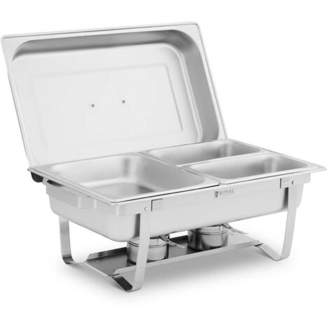 Royal Catering – Chauffe-plats bain-marie buffet 1/2 GN + 2x 1/4 GN – Acier inoxydable – Maintien au chaud soupes et plats – Idéal pour traiteurs (1/8)