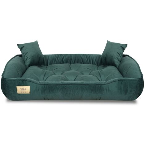 Lit pour chien en velours vert 100x75 cm – Matériau résistant aux rayures – Lavable à 30°C – Confort optimal pour animaux (1/5)