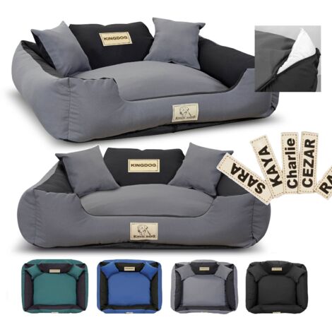 Lit pour chien KINGDOG 75x65 cm – Amovible, antidérapant, tissu Panama Stretch, lavable à 30°C, personnalisé avec le nom de l'animal (1/5)