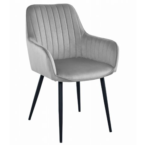 Chaise Solden - velours gris argenté / pieds noirs x 1 (1/5)
