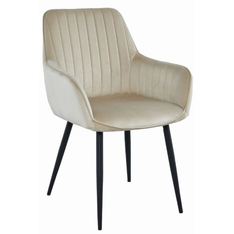 Chaise SOLDEN - velours beige / pieds noirs x 1 (1/5)