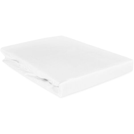 Drap en satin de coton avec élastique, blanc 603/200x220 (1/4)