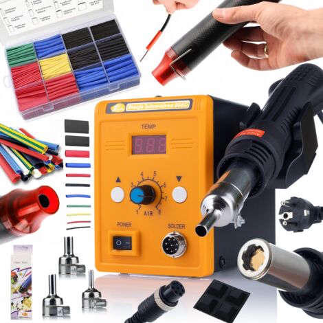 QUICK TR1300A - Stazione di saldatura industriale ad aria calda regolabile digitalmente, 1300 W, intervallo di temperatura 100-500 °C, SMD, funzione di calibrazione, standby, display LCD