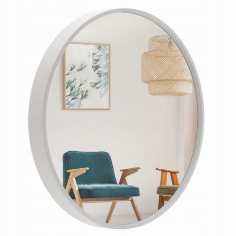 Miroir Mural Moderne à Suspendre 60 X 90 Cm Cadre En MDF Forme Irreguliere Velours Blanc Audes 81609998