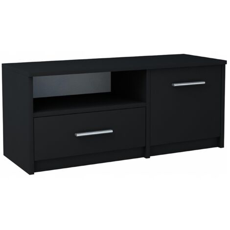 Table TV BODO 1D1S, étagère noire, commode (1/2)