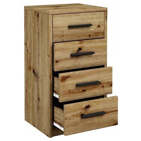 Commode BODO 4S CHÊNE ARTISAN 40cm étagère (1/3)