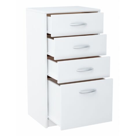 Buffet avec 4 tiroirs Blanc - Meuble de Rangement Style contemporain - 45 x 35 x 85 cm
