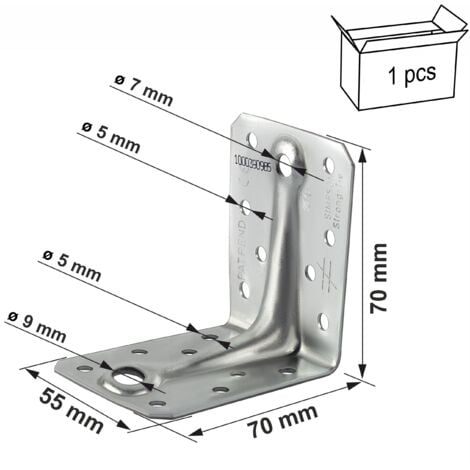 ABR7015 Connecteur d'angle renforcé robuste 70x70x55x1,5mm