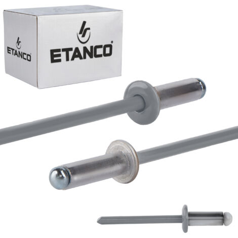 Rivets ouverts en aluminium 4,8x12mm RAL 9006 (1/5)