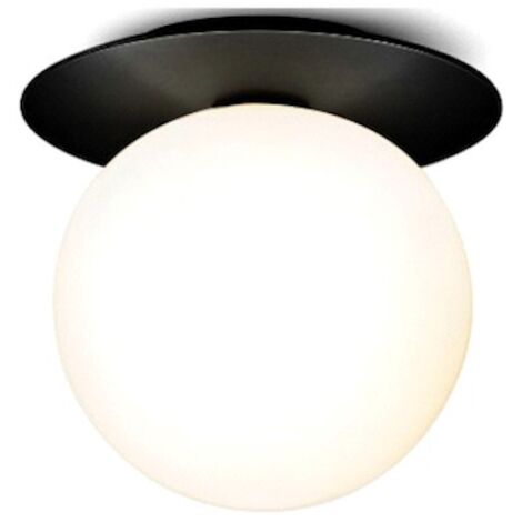 Boule lactée - plafonnier noir 18 cm (1/3)