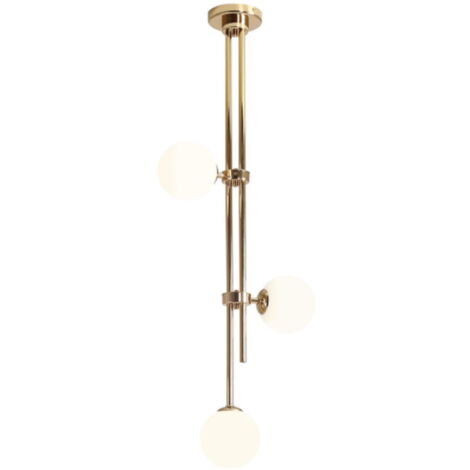 Rays C - plafonnier moderne - laiton, boules laiteuses 113cm (1/3)
