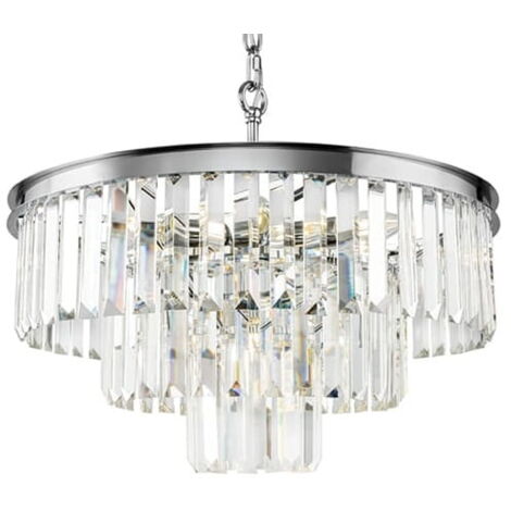 Lustre cristal Marie Therèse en chrome 16 ampoules - 95cm - Lustres en