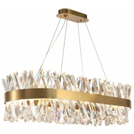 Amsterdam - Lustre en Cristal 3 LED Couleur Oblong 80cm Laiton Brossé