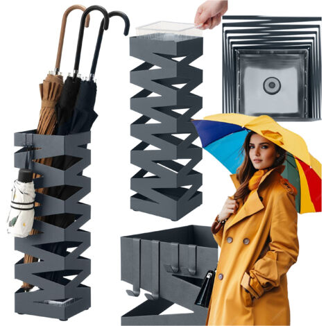 Porte-parapluies ajouré avec égouttoir Loft GRIS + Crochets (1/5)