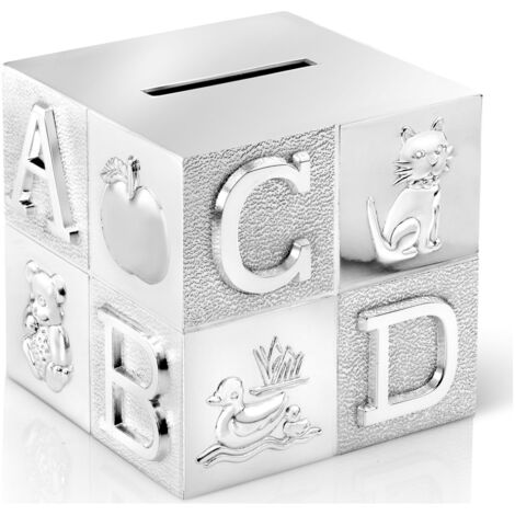 Tirelire en argent pour enfants, cadeau élégant, cube ABC Taille: 81x83x77 mm UGS : ZVA6016260 (1/2)