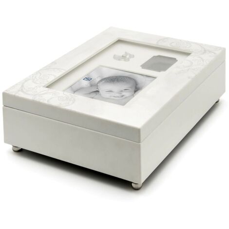 Coffret bébé avec boîte à musique, boîte à bijoux en argent  Taille: 65x200x151 mm  UGS : ZV7557001 (1/2)