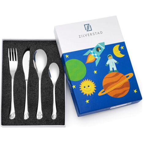 Couverts pour enfants avec gravure, set cosmos  Taille: 160x170x160x130 mm  UGS : ZV4261070