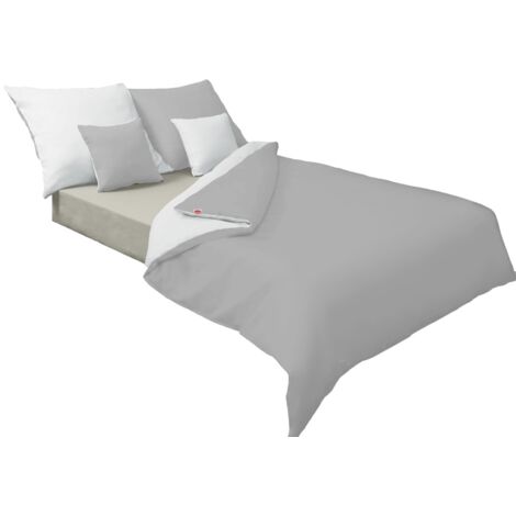 Literie satin double face 160x200 + 2x70x80 blanc/frêne MATEX (1/5)