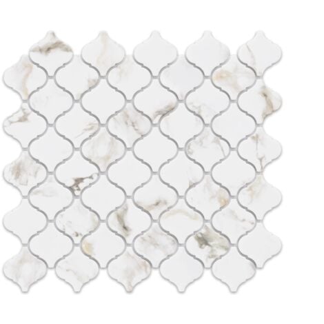 MOSAÏQUE CÉRAMIQUE ARABESQUE EN MARBRE DORÉ