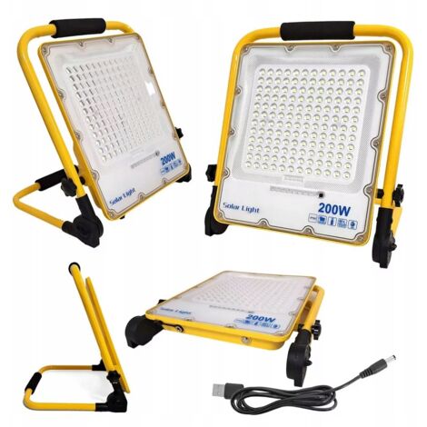 LAMPE DE CHANTIER HALOGÈNE LED PORTABLE 200W SUR 230V + CÂBLE USB BATTERIE (1/5)