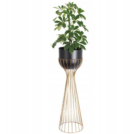 Support de fleurs sur pied, métal, noir et or, support loft en fil de fer, 68 cm (1/5)