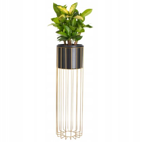 Support de fleurs sur pied, métal, noir et or, support loft en fil de fer, 70 cm (1/5)