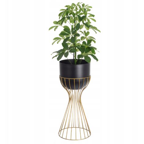 Support de fleurs sur pied, métal, noir et or, support loft en fil de fer, 46 cm (1/5)