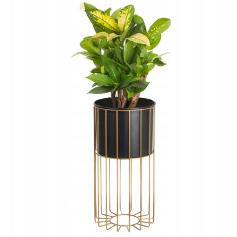 Support de fleurs sur pied, métal, noir et or, support loft en fil de fer, 42 cm (1/4)