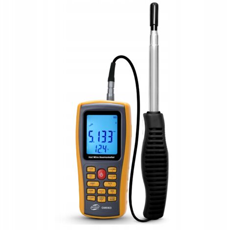 Anémomètre thermique – Mesure de vitesse jusqu'à 30 m/s – Sonde extensible 30 cm à 1 m – Connectivité USB pour analyse des données
