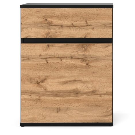Commode 60 cm noir mat – 1 tiroir et 1 porte – Design moderne et spacieux – Rangement optimisé pour chambre ou bureau