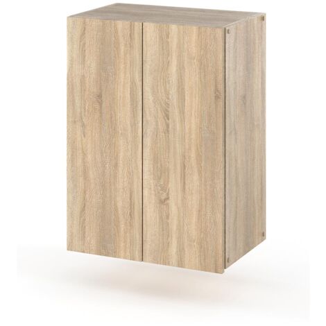 Meuble de salle de bain suspendu chêne Sonoma – 40 cm de large – 60 cm de haut – 2 étagères – Installation murale facile (1/5)