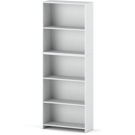 Bibliothèque de bureau blanche 70 cm – 5 étagères spacieuses – Construction en panneau stratifié – Design moderne et élégant